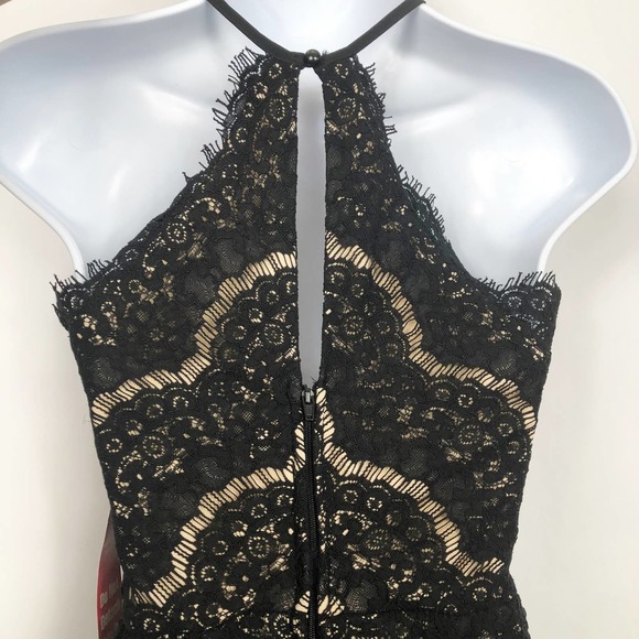 NEW Trixxi Black and Nude Lace Halter Dress Size Small - Picture 2 of 6